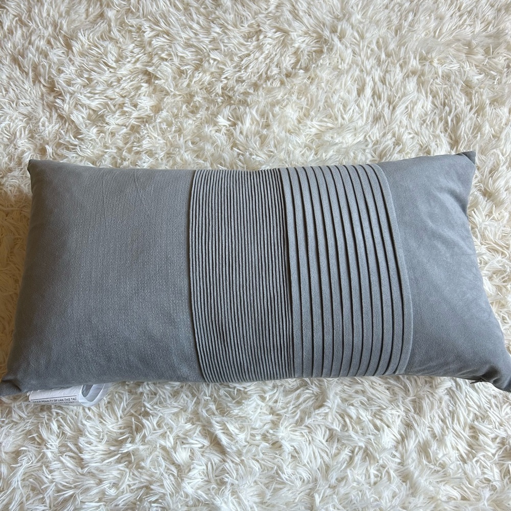 Thro Gray pleated velvet bolster‎ pillow